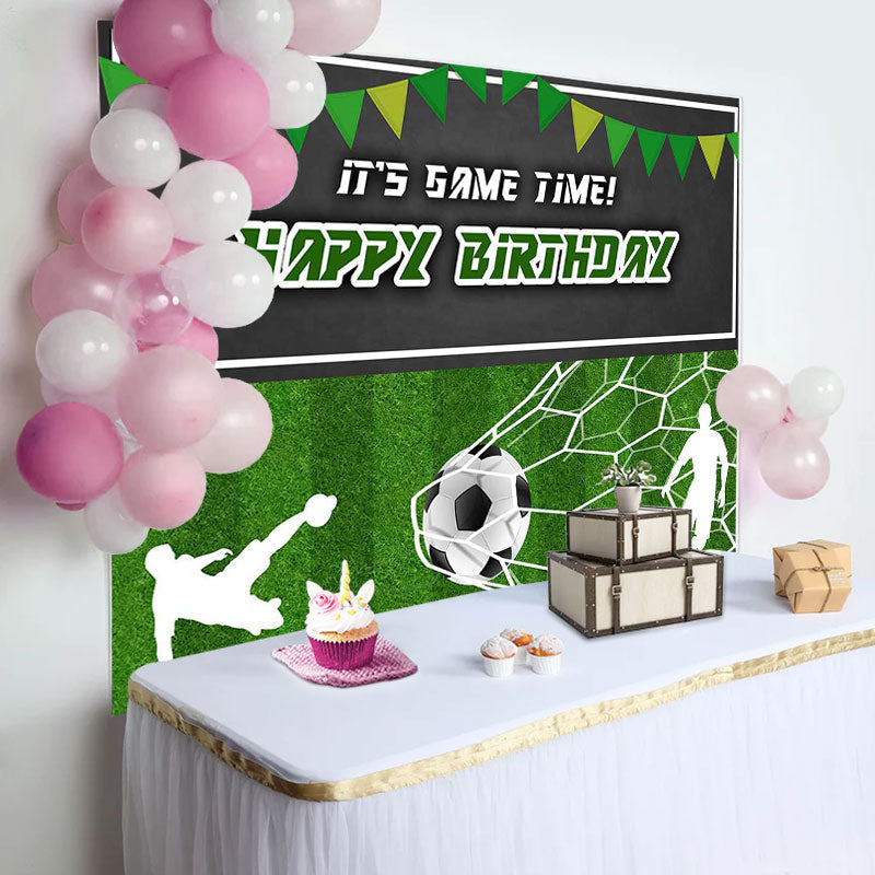 Lofaris Its Game Time Football Field Happy Birthday Backdrop
