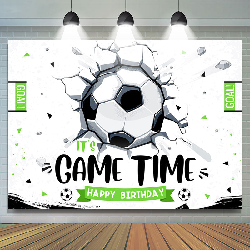Lofaris Its Game Time Soccer Sports Style Birthday Backdrop