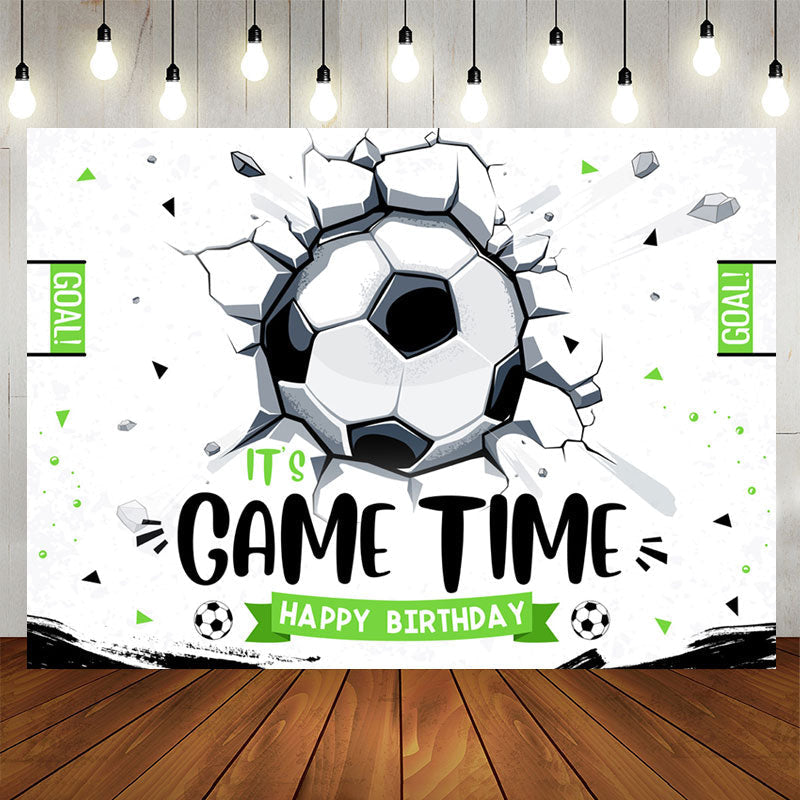 Lofaris Its Game Time Soccer Sports Style Birthday Backdrop