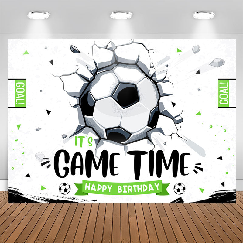 Lofaris Its Game Time Soccer Sports Style Birthday Backdrop