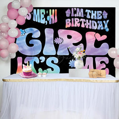Lofaris Its Me Girl Floral Gradient Black Birthday Backdrop