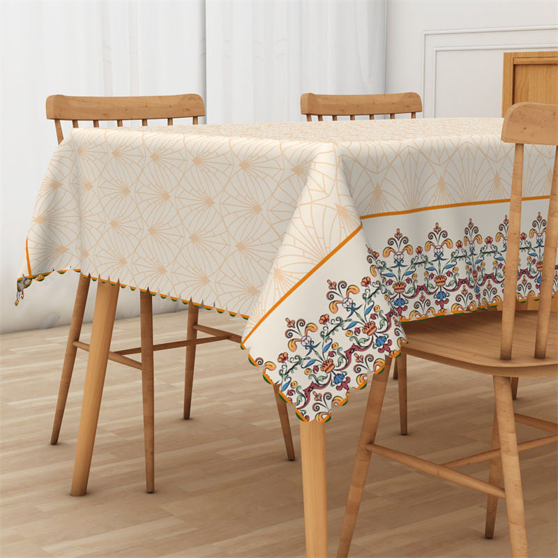 Lofaris Ivory Modern Rectangle Tablecloth for Dining Room