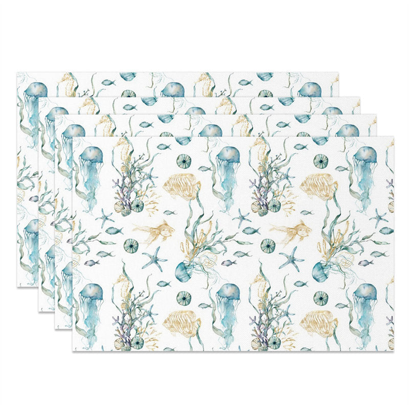 Lofaris Jellyfish Corals Starfish Repeat Set Of 4 Placemats