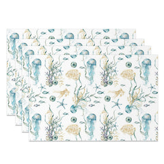 Lofaris Jellyfish Corals Starfish Repeat Set Of 4 Placemats