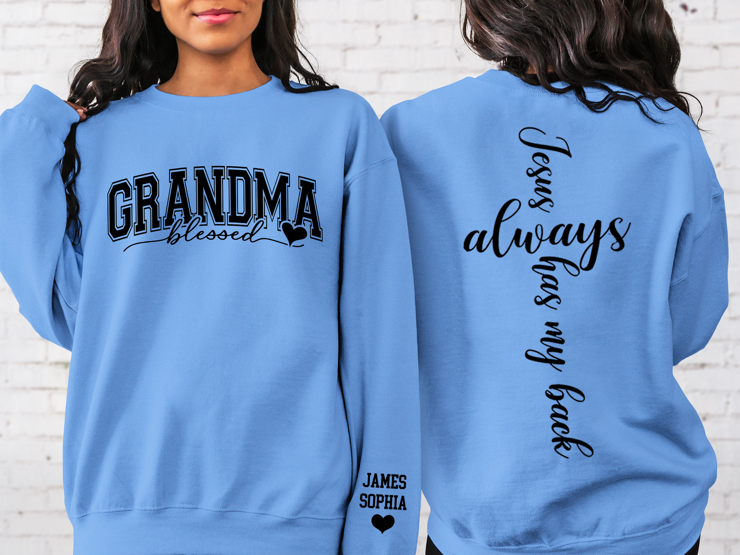 Lofaris Jesus Always Has My Back Custom Name Sweatshirt