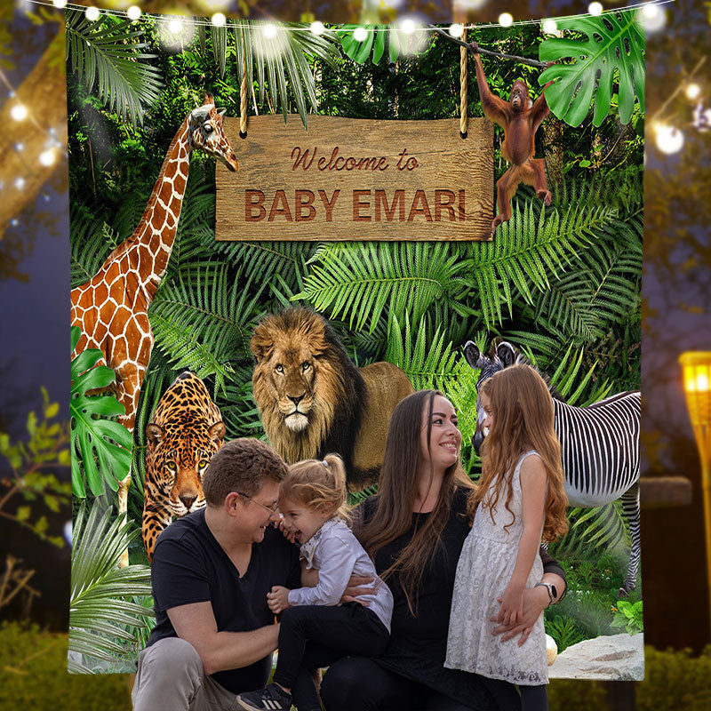 Lofaris Jungle Safari Wild Animal Custom Baby Shower Backdrop