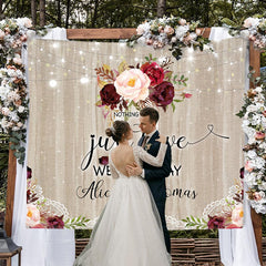 Lofaris Just Love Floral Vase Lace Glitter Wedding Day Backdrop