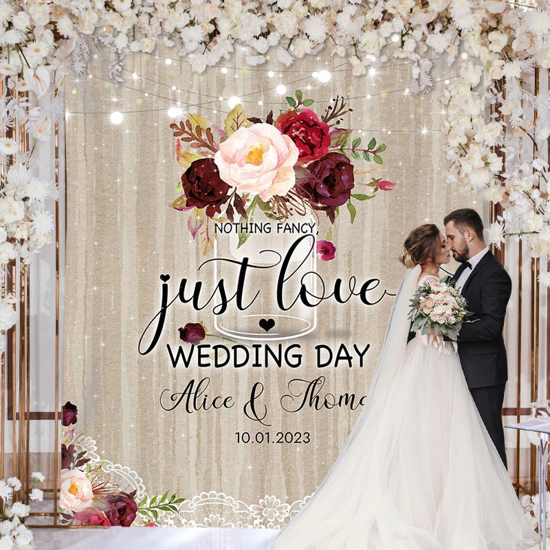 Lofaris Just Love Floral Vase Lace Glitter Wedding Day Backdrop
