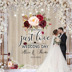Lofaris Just Love Floral Vase Lace Glitter Wedding Day Backdrop