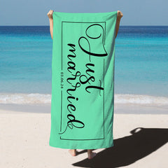 Lofaris Just Married Honeymoon Custom Name Beach Towel