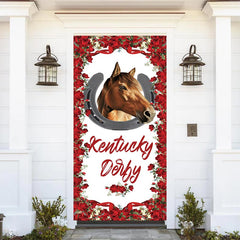 Lofaris Kentucky Derby Horse Racing Red Roses Door Cover