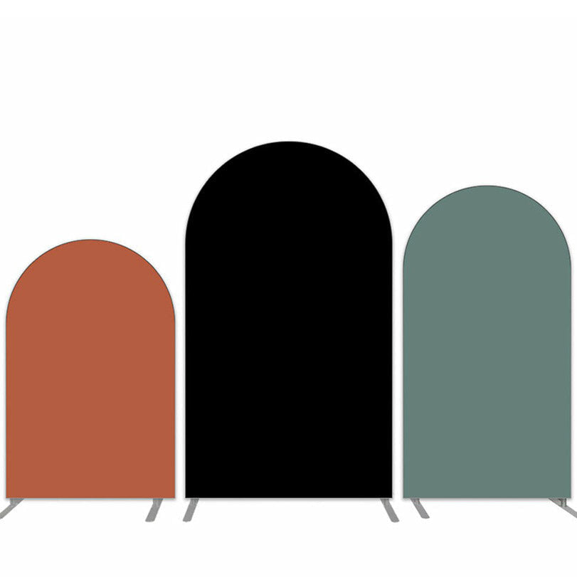 Lofaris Khaki Black Green Solid Color Theme Arch Backdrop Set