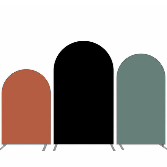 Lofaris Khaki Black Green Solid Color Theme Arch Backdrop Set