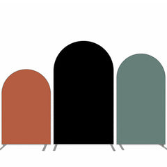 Lofaris Khaki Black Green Solid Color Theme Arch Backdrop Set