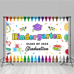 Lofaris Kindergarten Colored Crayon Kids Graduation Backdrop