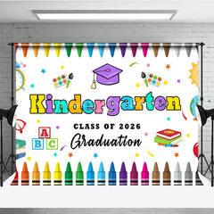 Lofaris Kindergarten Colored Crayon Kids Graduation Backdrop