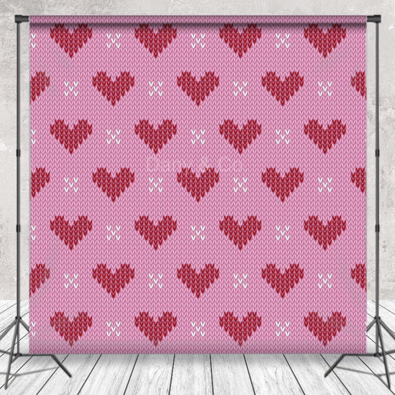 Lofaris Knitted Texture Hearts Valentine’s Day Photo Backdrop
