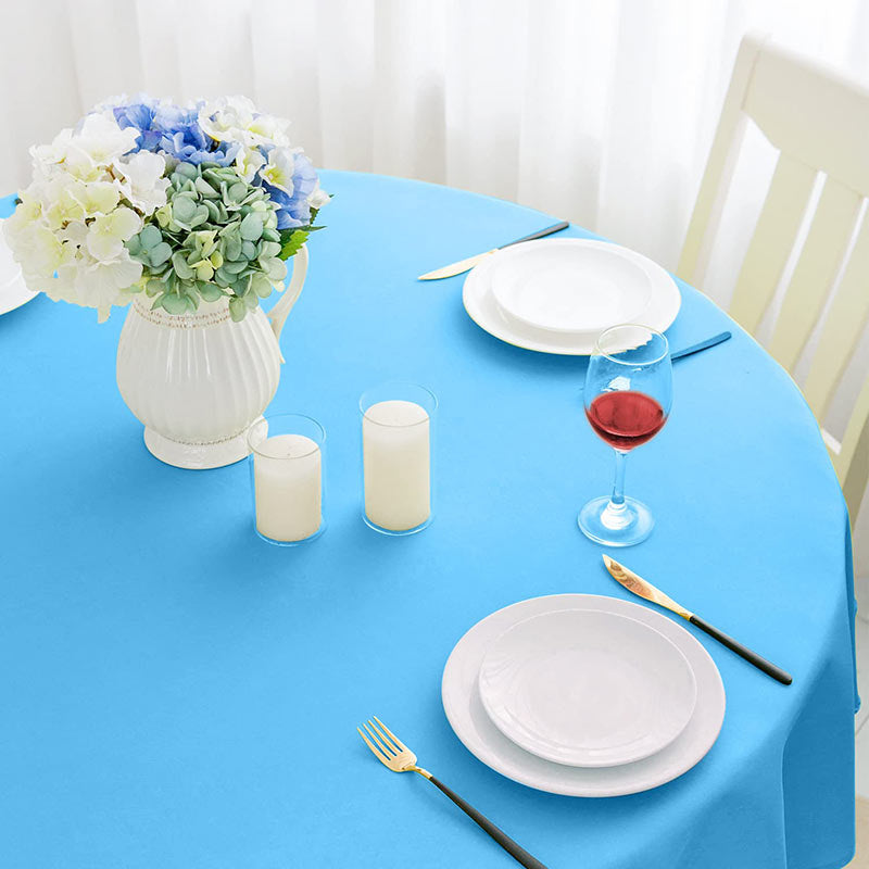 Lofaris Lake Blue 180 GSM Polyester Round Banquet Tablecloth