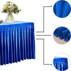 Lofaris Lake Blue Fitted Velvet Rectangle Table Skirts Cover