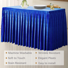 Lofaris Lake Blue Fitted Velvet Rectangle Table Skirts Cover