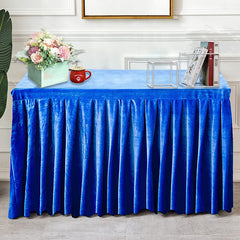 Lofaris Lake Blue Fitted Velvet Rectangle Table Skirts Cover
