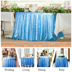 Lofaris Lake Blue Glitter Sequin Banquet Round Table Cover