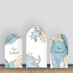 Lofaris Lake Blue Gold Line Leaves Hook Arch Backdrop Kit