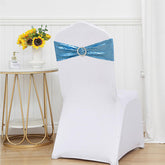 Lofaris Lake Blue Sequin Buckles Banquet Chair Sash Band Bows