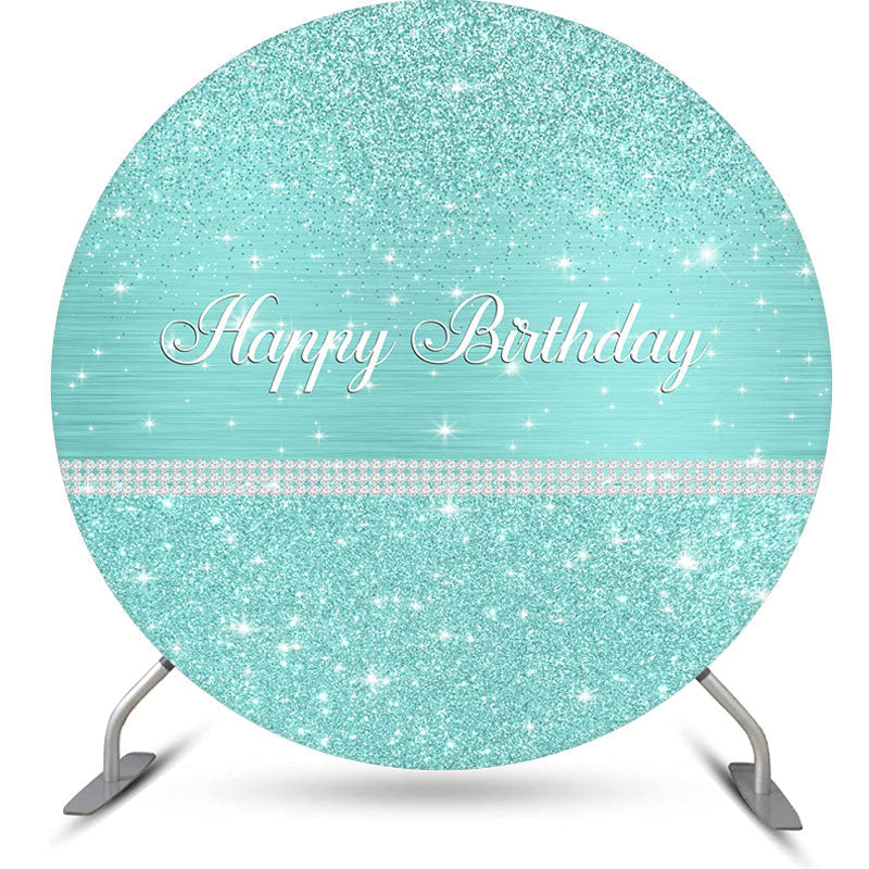 Lofaris Lake Blue Sparkling Pearls Circle Birthday Backdrop