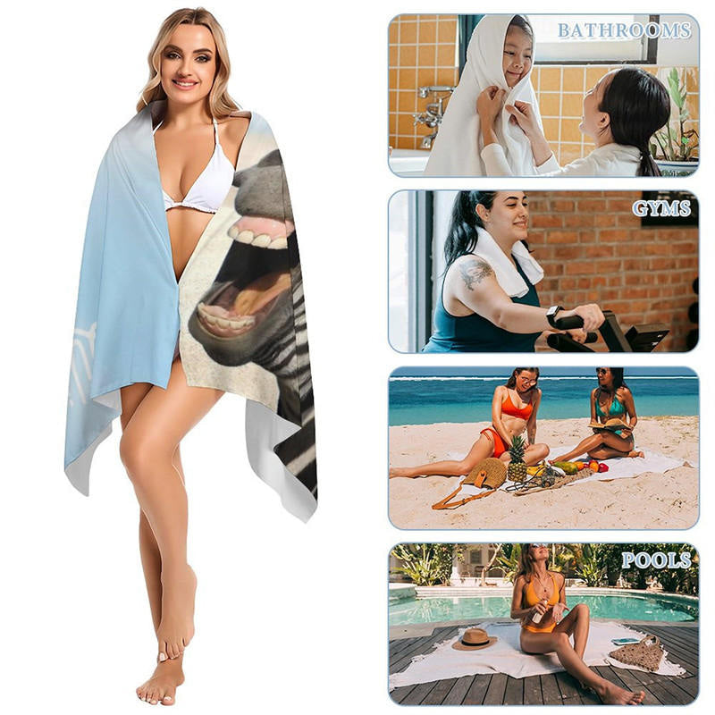 Lofaris Laughing Zebra Sand Bokeh Blue Sky Custom Beach Towel