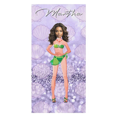 Lofaris Lavender Glitter Shell Custom Photo Beach Towel