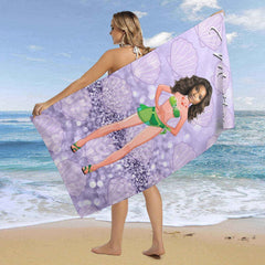 Lofaris Lavender Glitter Shell Custom Photo Beach Towel