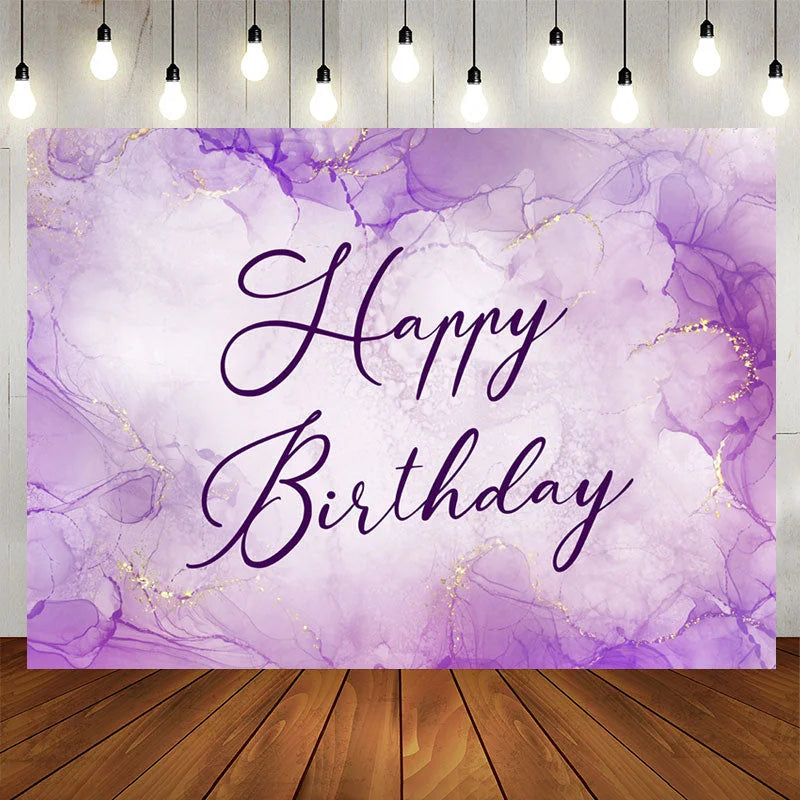 Lofaris Lavender Gold Watercolor Happy Birthday Backdrop