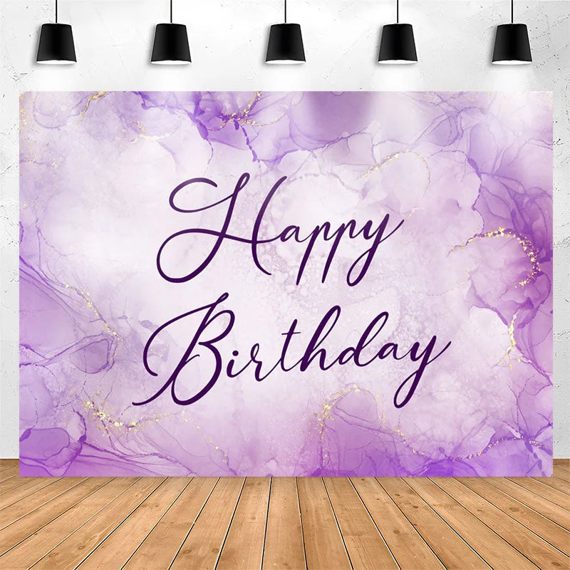 Lofaris Lavender Gold Watercolor Happy Birthday Backdrop