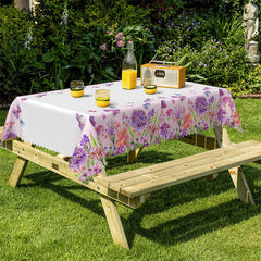 Lofaris Lavender Purple Flower Butterflies Kitchen Tablecloth