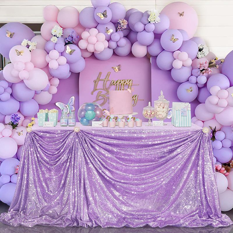 Lofaris Lavender Sequin Glitter Rectangle Banquet Tablecloth