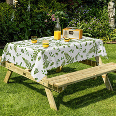 Lofaris Leafage Green White Decorative Rectangle Tablecloth