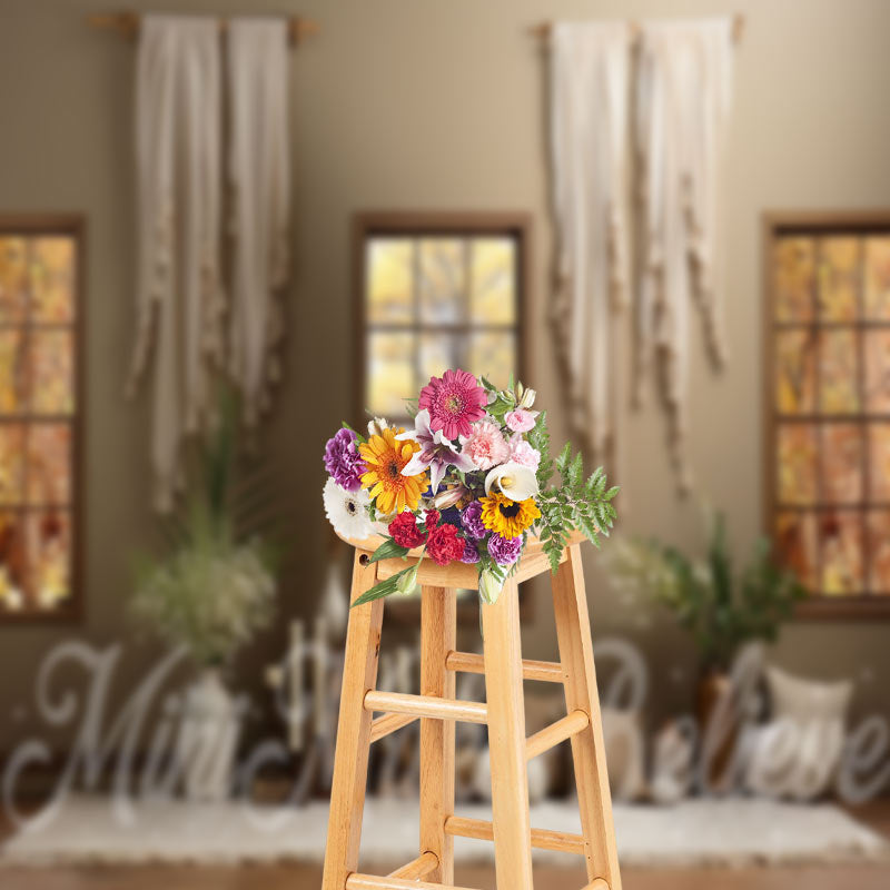 Lofaris Leaves Outside The Window Interior Photo Backdrop