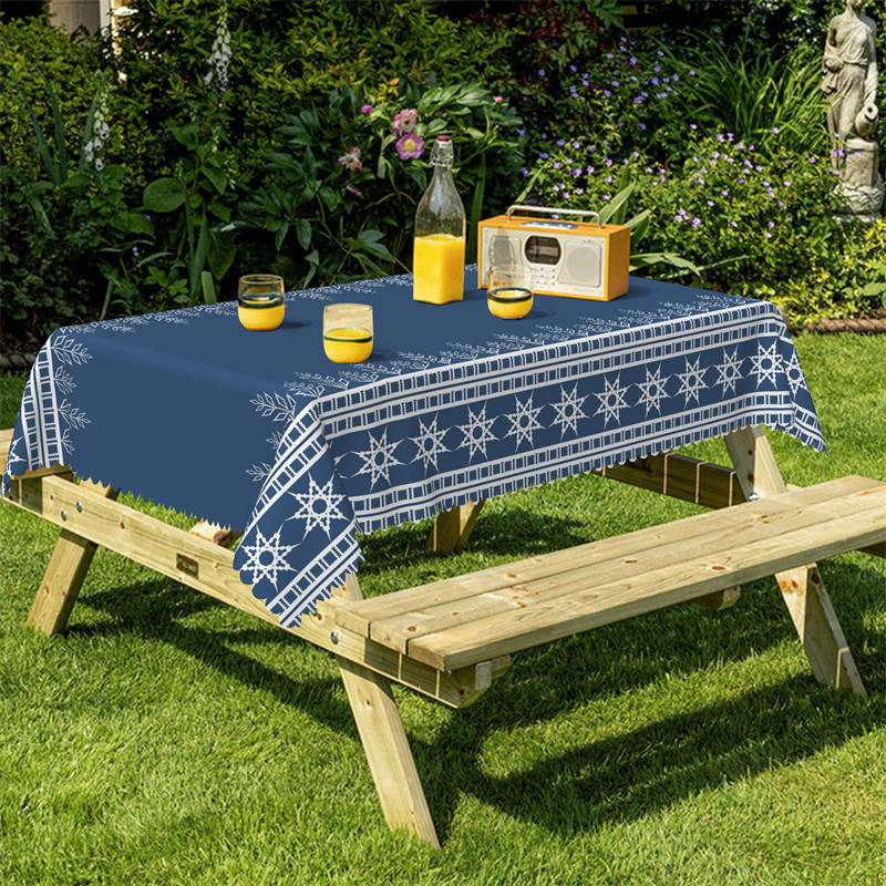 Lofaris Leaves Pattern Navy Blue Tablecloth For Kitchen Decor