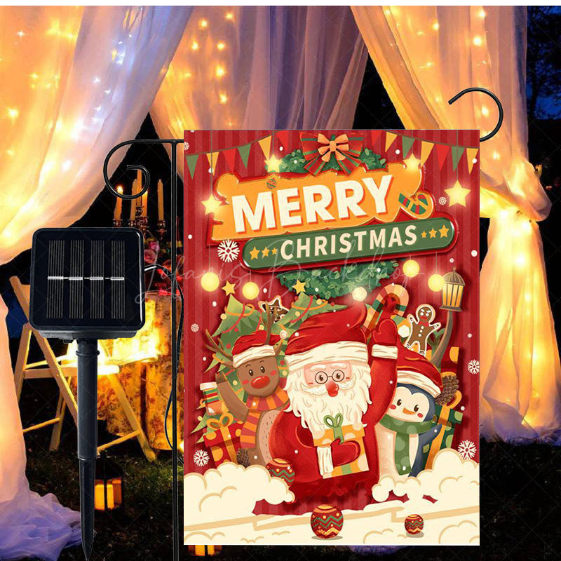 Lofaris Led Light Santa Penguin Elk Christmas Garden Flag