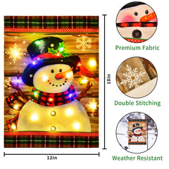 Lofaris LED Lighted Snowman Plaid Christmas Garden Flag