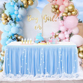 Lofaris LED Lights Blue Tulle Banquet Table Skirt Tablecloth