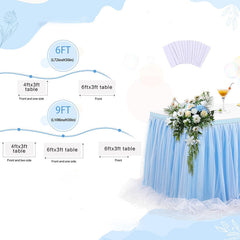 Lofaris LED Lights Blue Tulle Banquet Table Skirt Tablecloth