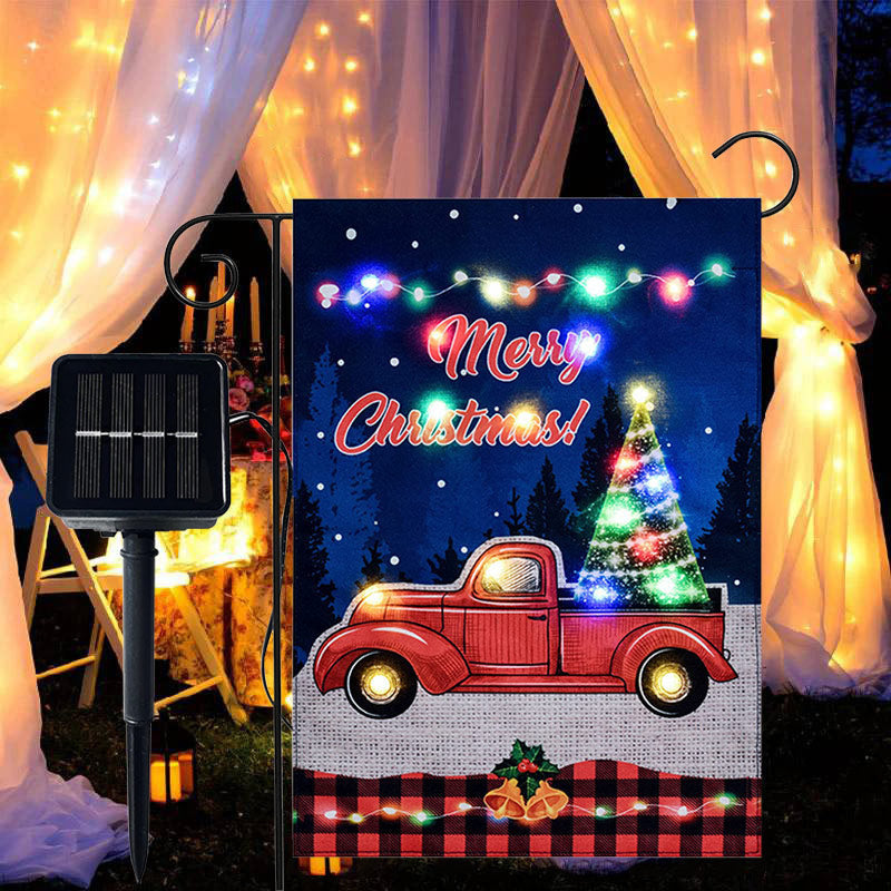 Lofaris LED Red Truck Christmas Yard Flag For Outdoor Decor