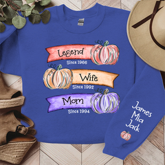 Lofaris Legend Wife Mom Colorful Pumpkins Custom Sweatshirt