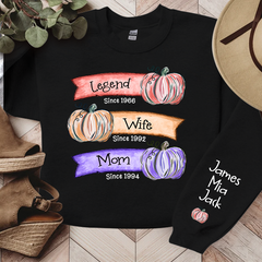 Lofaris Legend Wife Mom Colorful Pumpkins Custom Sweatshirt