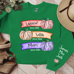 Lofaris Legend Wife Mom Colorful Pumpkins Custom Sweatshirt