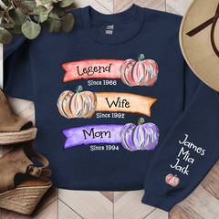 Lofaris Legend Wife Mom Colorful Pumpkins Custom Sweatshirt