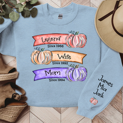 Lofaris Legend Wife Mom Colorful Pumpkins Custom Sweatshirt