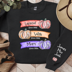 Lofaris Legend Wife Mom Colorful Pumpkins Custom Sweatshirt
